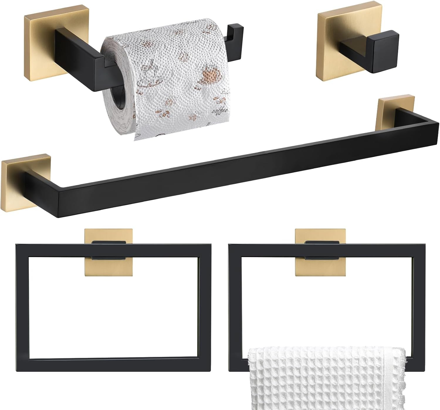 5-Piece Bathroom Hardware Accessories Set, 23.6" Towel Bar Towel Rack Sets Modern Towel Ring Kit Stainless Steel Wall Mounted (Chrome)