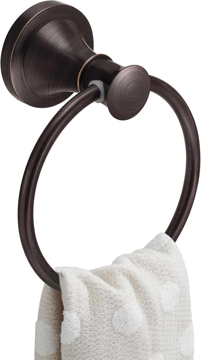 BESy Oil Rubbed Bronze Bathroom Hand Towel Ring Towel Holder, Rustproof Wall Mounted Bathroom Hardware Accessory SUS 304 Stainless Steel Towel Rack