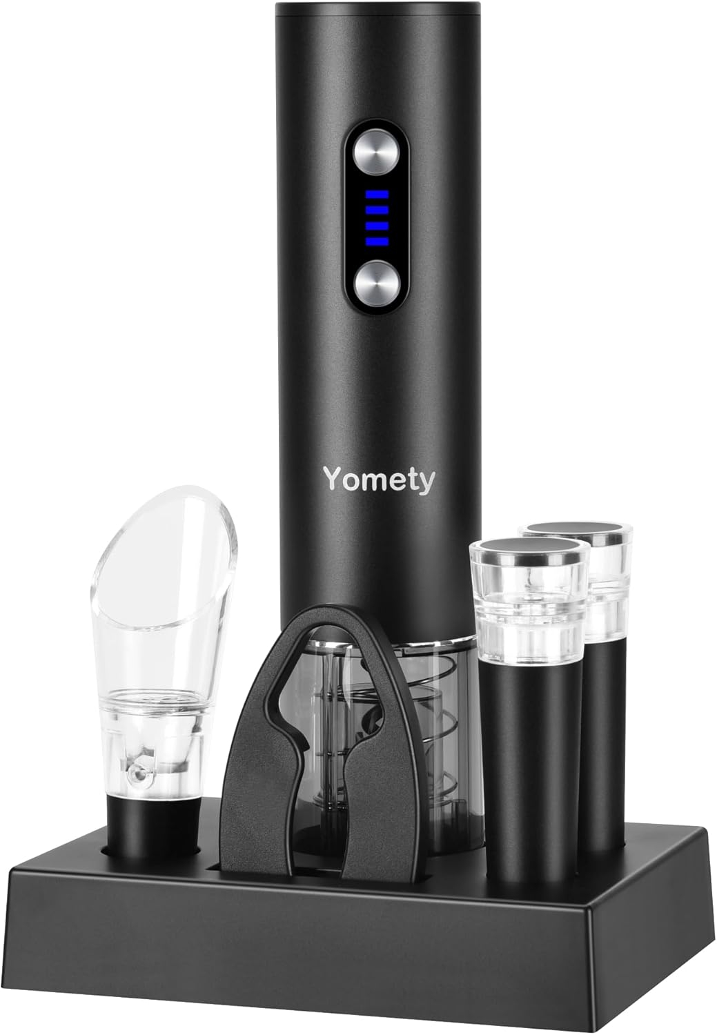 Electric Opener Set With Base, Accessories Including Rechargeable Corkscrew, Aerator, Stoppers and Foil Cutter - Perfect Gifts for Wine Lovers