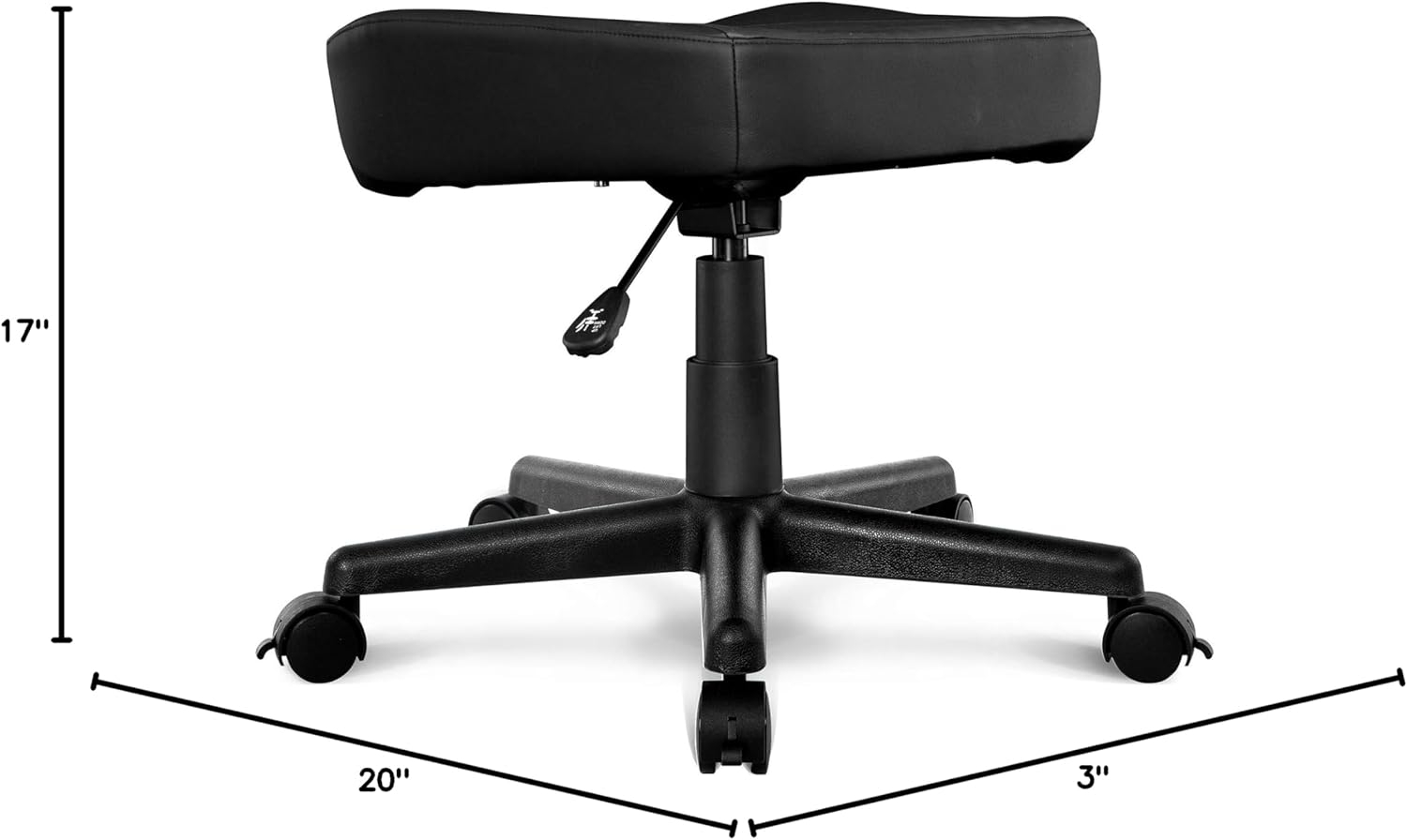 AKRacing Ottoman Footrest with PU Leather Upholstery, Adjustable Height and Swivel Wheels for Office and Gaming Chairs - Black