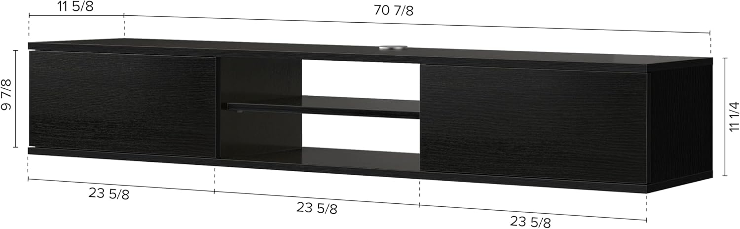 Atelier Mobili Floating TV Stand 70 Inch, Wall Mounted Entertainment Center