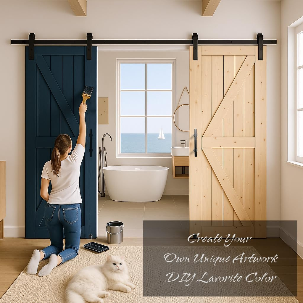 Natural Spruce Double Barn Door with Sliding Hardware Kit