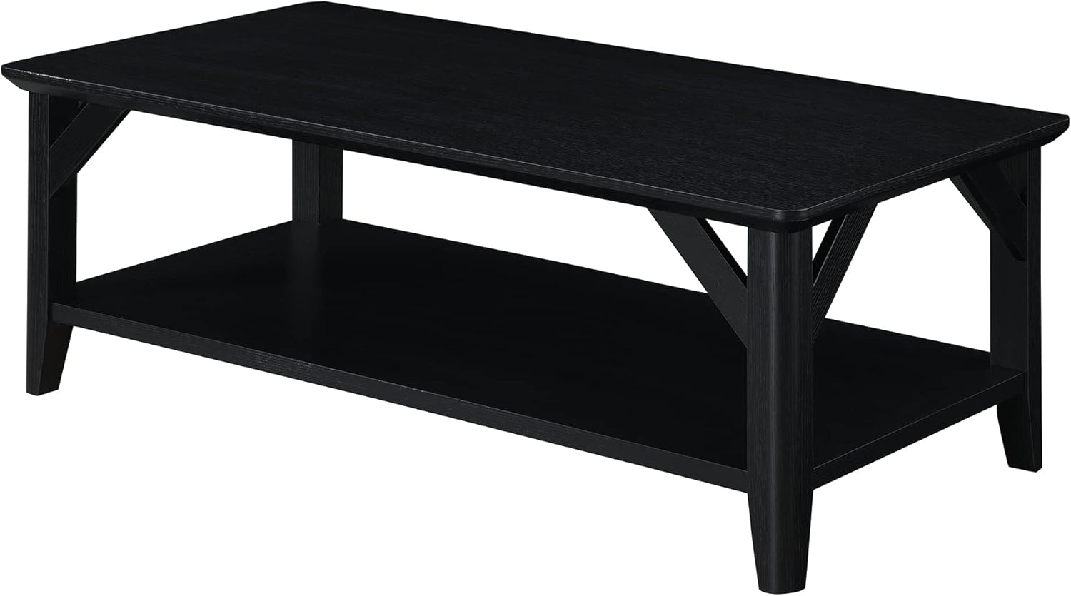 Convenience Concepts Storage Particle Board Coffee Table with Shelf, Black