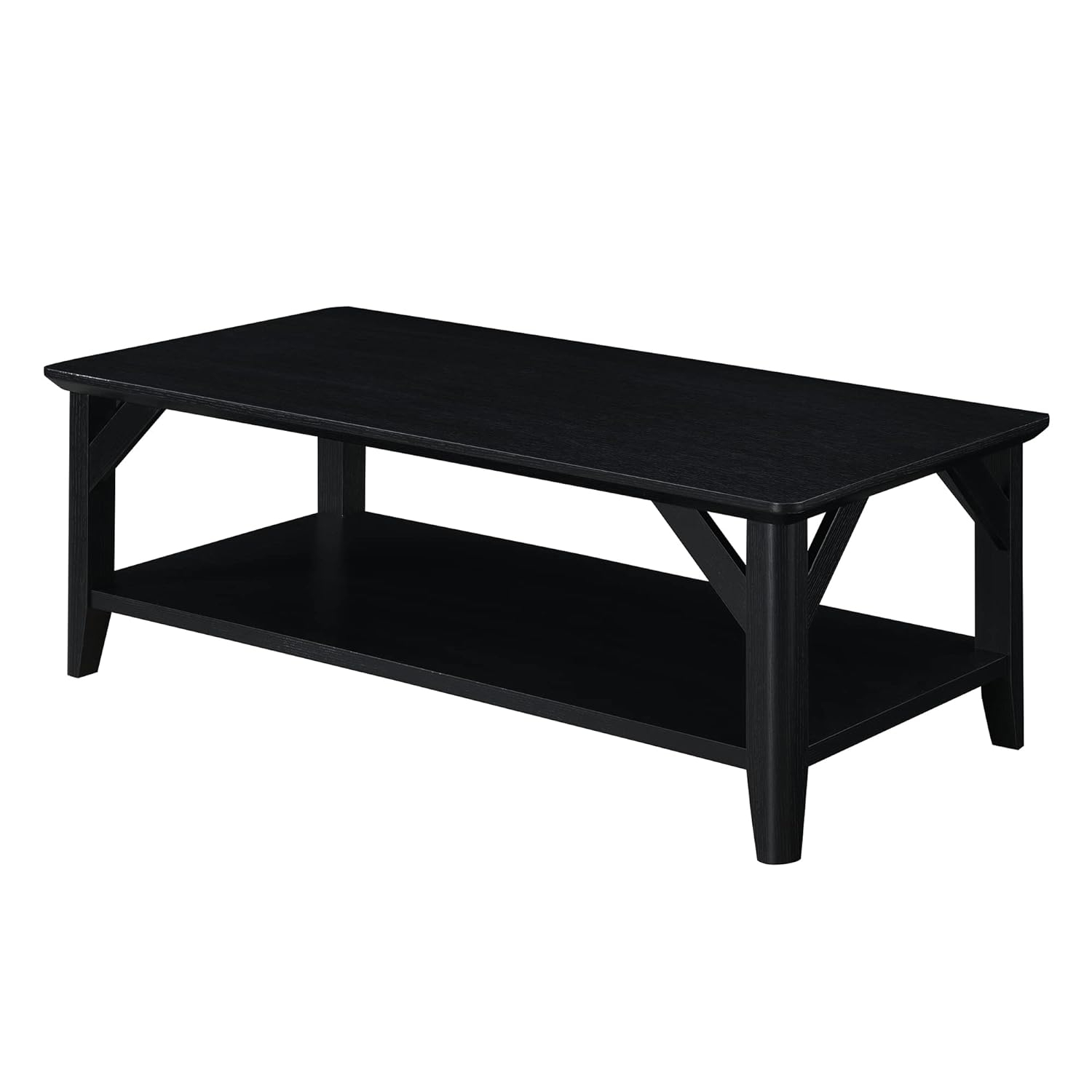 Convenience Concepts Storage Particle Board Coffee Table with Shelf, Black