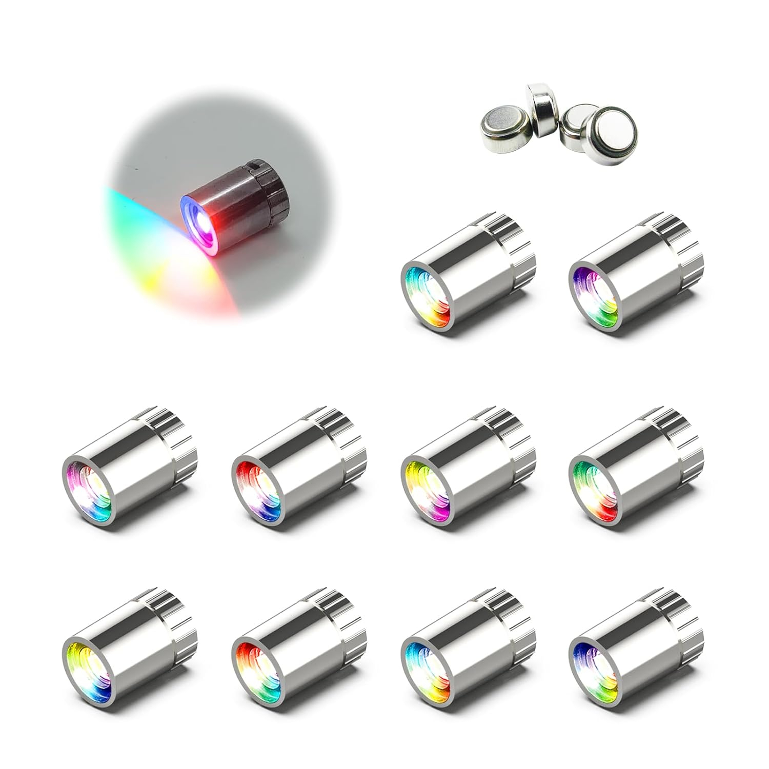 10 Pack Small Spotlight, Battery Operated LED Outdoor Lights, LED Wireless Miniature Spot Light for Artwork Painting, Jewelry Showcase Display, Closet, DIY Hand Craft (Multi-Color Changing)