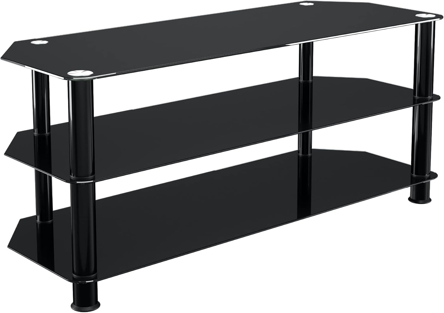 AVF SDC1140BB-a TV Stand for up to 55-inch TVs, Black Safety Glass, Black Metal Legs