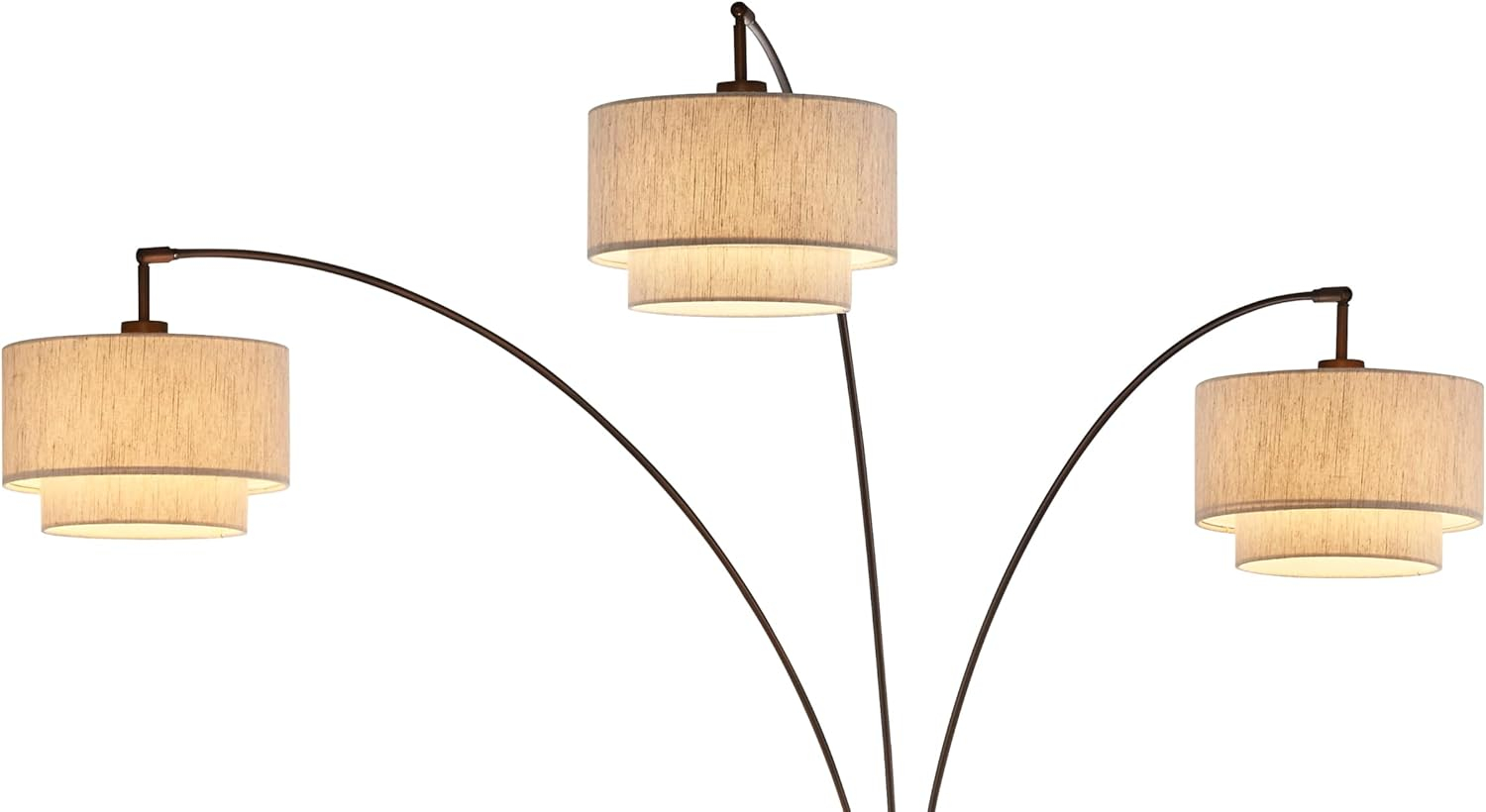 Artiva USA 10.5"Dia X7"H Premium Double Drum Linen Shade - Tan, Fully Assemble, Fit most Arched/Arc Floor Lamp,Set of 3