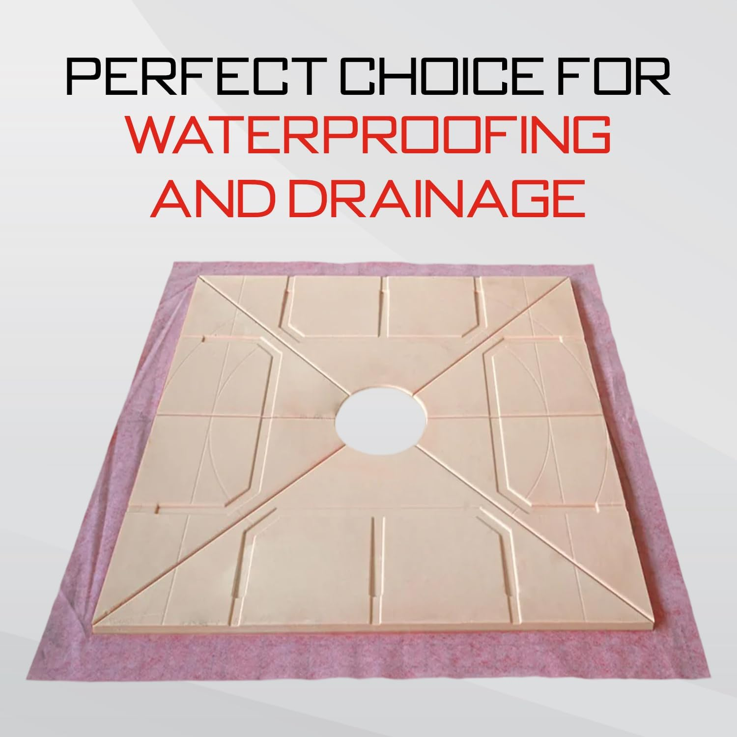 Guru Heavy Duty Red Square Shower Kit with Waterproof Membrane, 36" x 60"