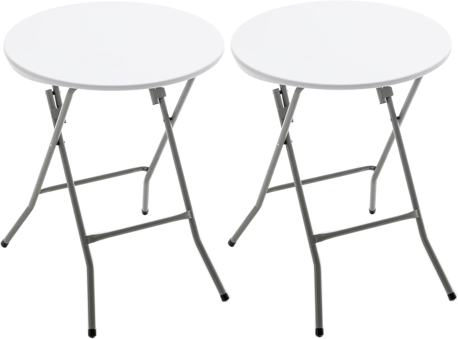 BTEXPERT Set of 5, White 24" Round Plastic Folding Table Commercial Portable for Picnic Party Camping Banquet Card Dining Wedding Event Home Kitchen Indoor Outdoor, 30" Height
