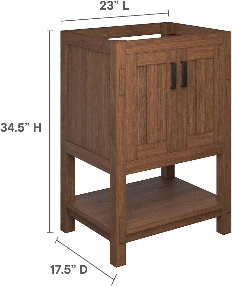 Modway Ashlyn 24” Wood Bathroom Vanity Cabinet (Sink Basin Not Included) in Walnut