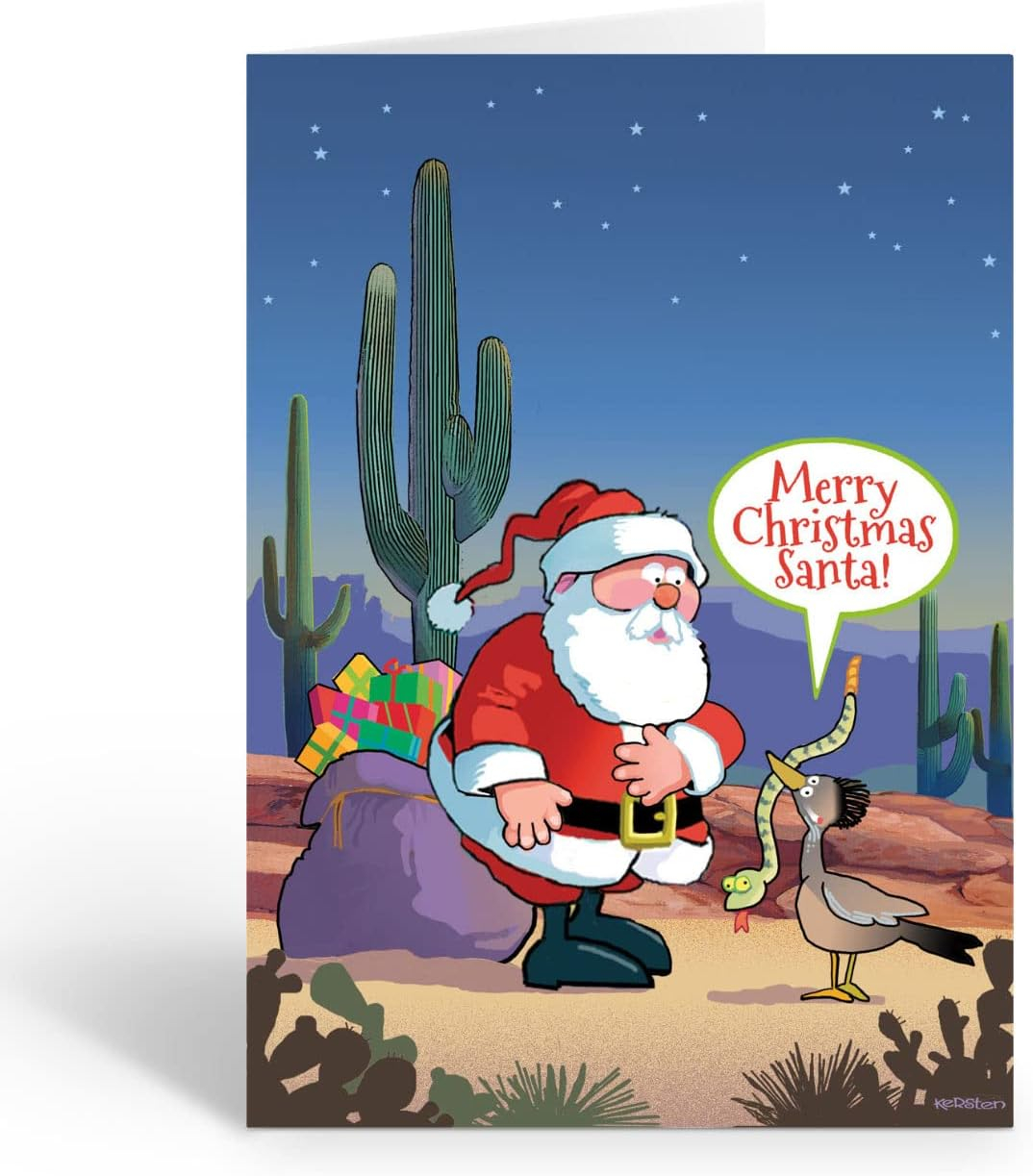 Funny Santa Western Christmas Card with Envelopes