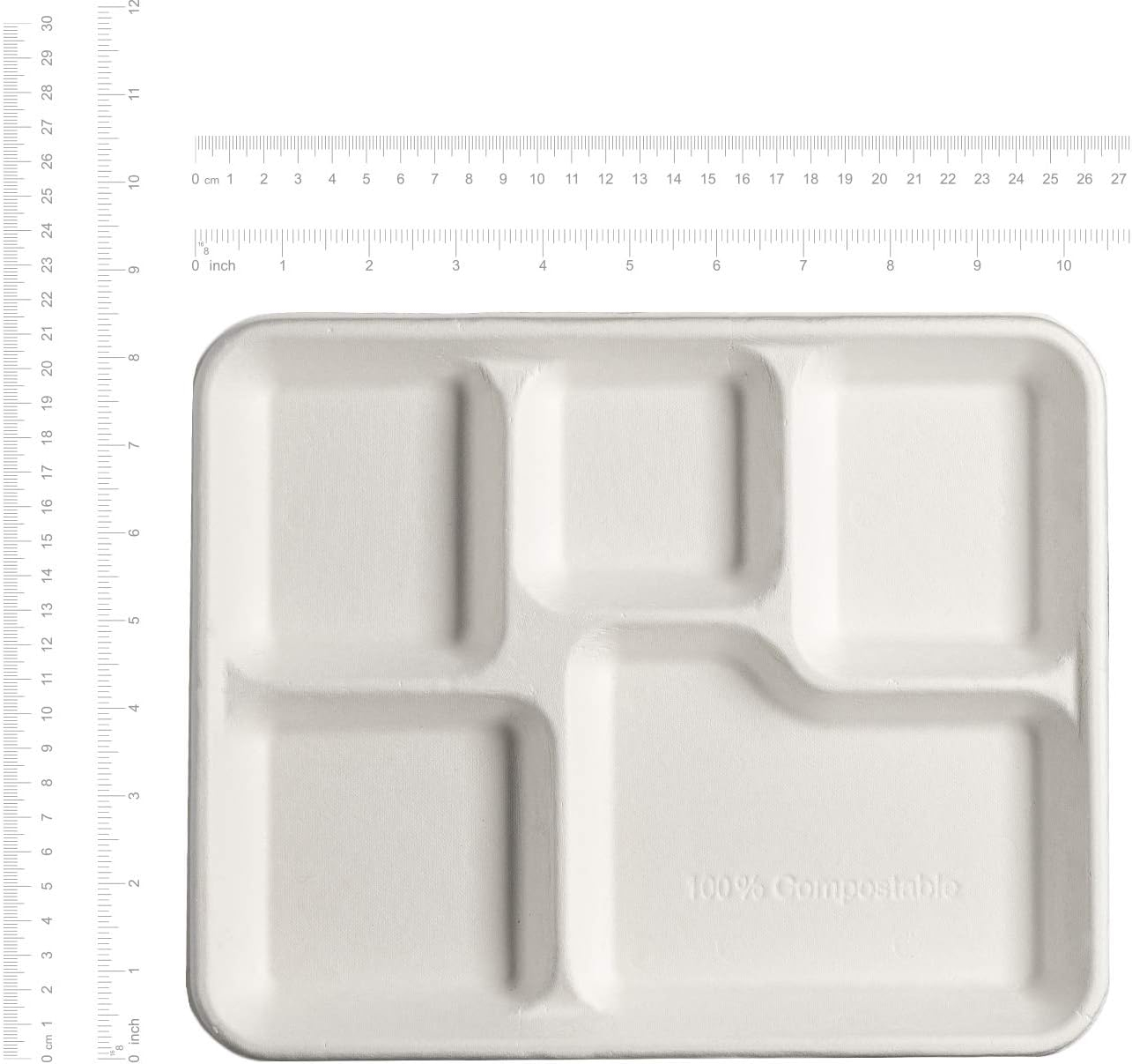 GUSTO Heavy Duty Paper Plates Bulk Rectangular Disposable Dinner Plates, 125-Pack White