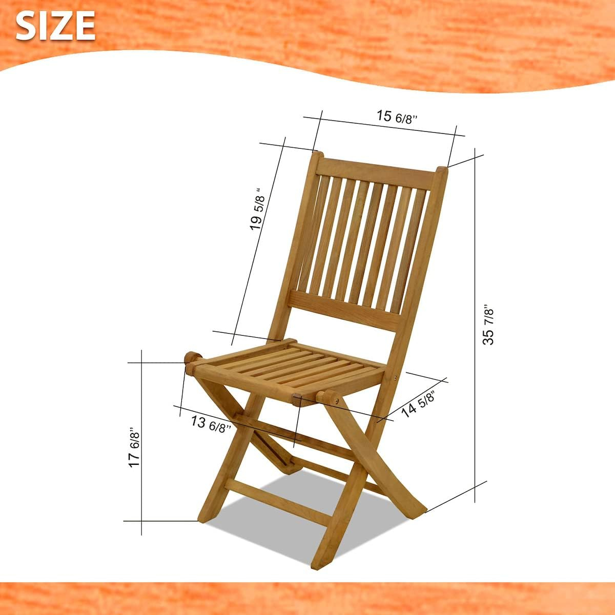 Amazonia Teak 2-Piece London Folding Chair, Brown