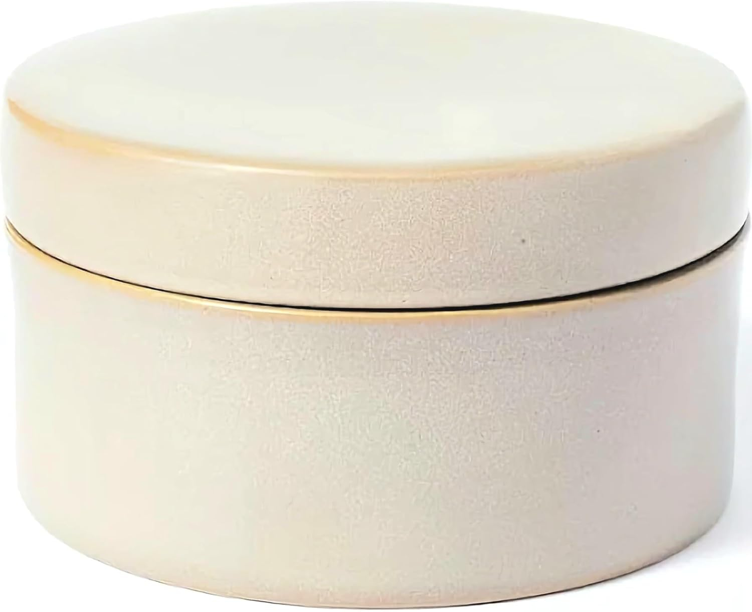 Gray Round Carved Ceramic Storage Box with Lid