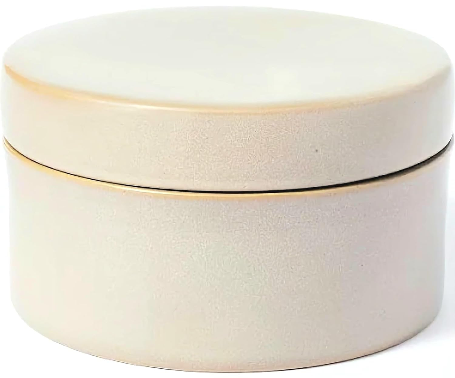 Gray Round Carved Ceramic Storage Box with Lid