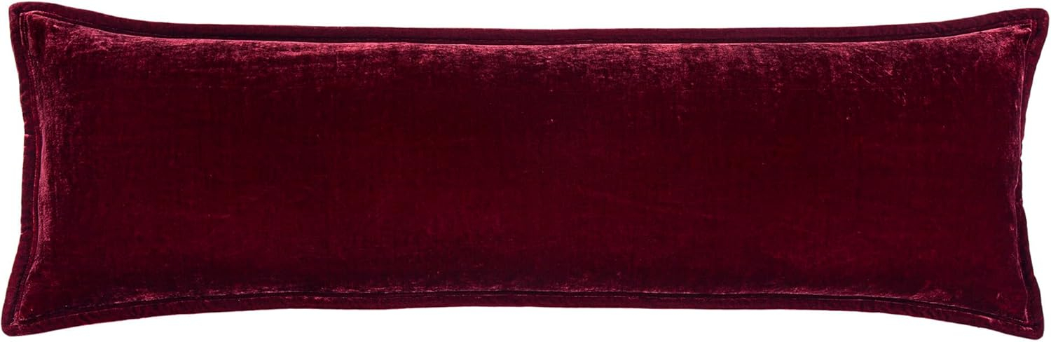 Stella Solid Faux Silk Velvet Romantic Western 14x42 inch Long Lumbar Pillow