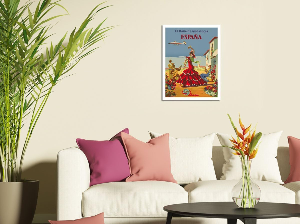Spain (España) - The Dance of Andalusia (El Baile de Andalucia) - Iberia Air Lines of Spain - Vintage Airline Travel Poster c.1950s - Master Art Print (Unframed) 9in x 12in