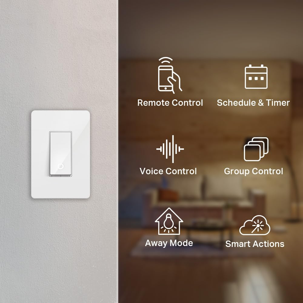 White Polycarbonate Wireless Smart Light Switch with Timer, 3-Pack