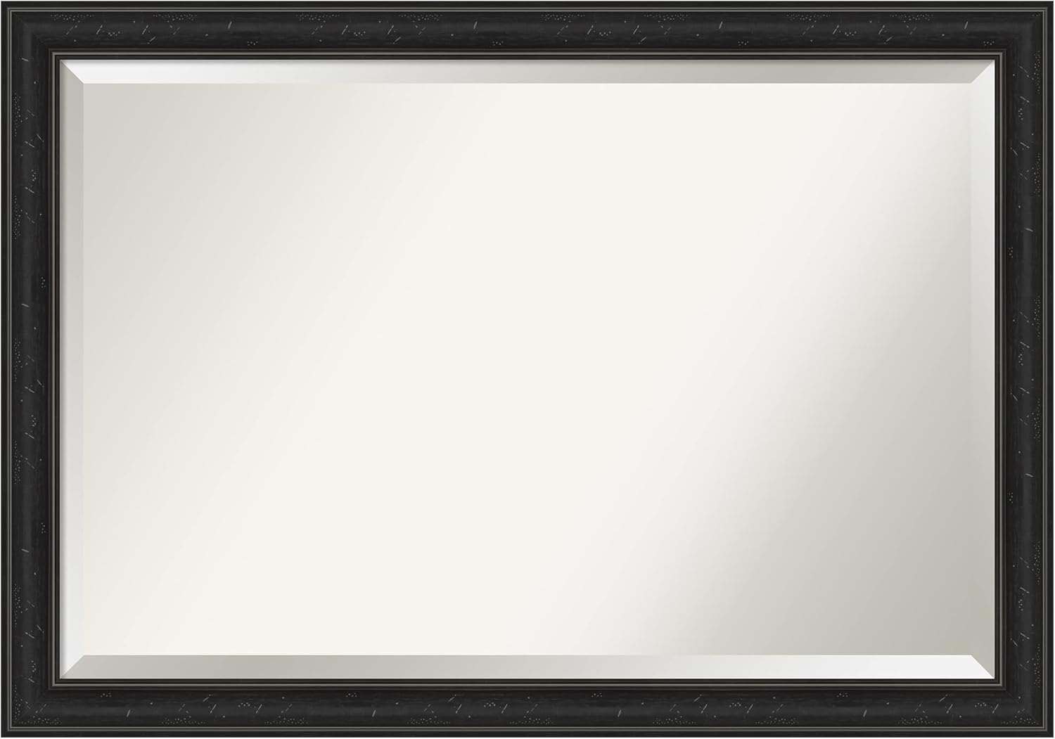 Amanti Art Beveled Bathroom Wall Mirror - Shipwreck Black Narrow Frame Outer Size: 40 x 28 in