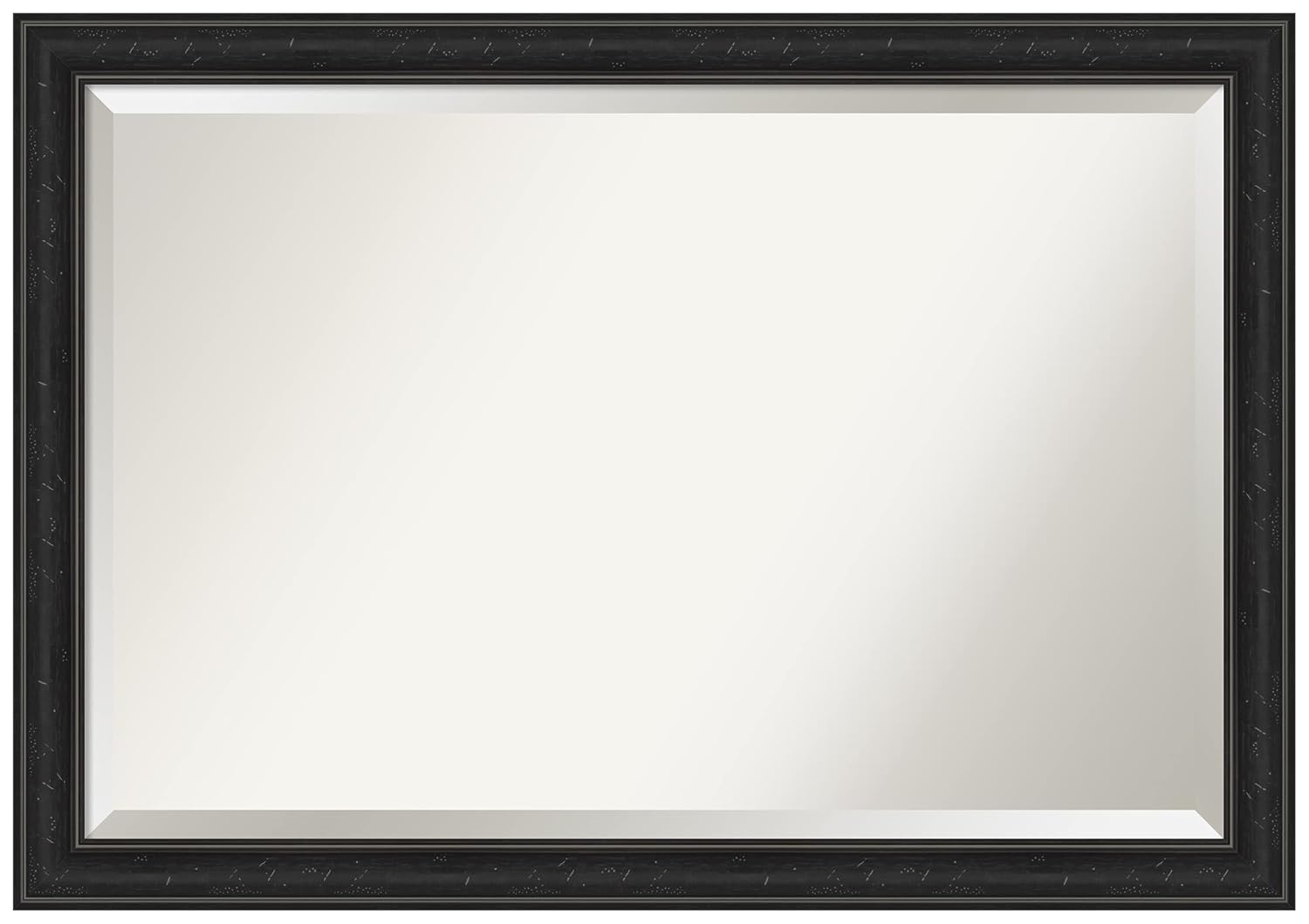 Amanti Art Beveled Bathroom Wall Mirror - Shipwreck Black Narrow Frame Outer Size: 40 x 28 in