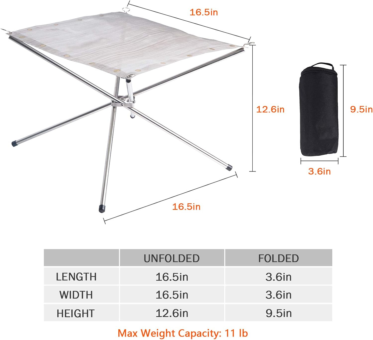 Portable Outdoor Fire Pit 22 Inch Upgrade Foldable Stainless Steel Mesh Fire Pit Wood Burning, Collapsible Fireplace Space Saving Perfect for Camping, Backyard, Patio, Garden (Carrying Bag Included)