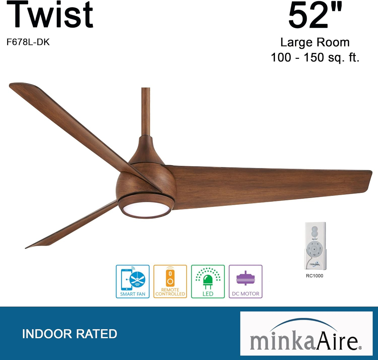 Minka Aire 52'' 3 - Blade LED Smart Standard Ceiling Fan with Remote Control and Light Kit Included