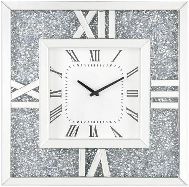 Noralie Wall Clock in Mirrored & Faux Diamonds