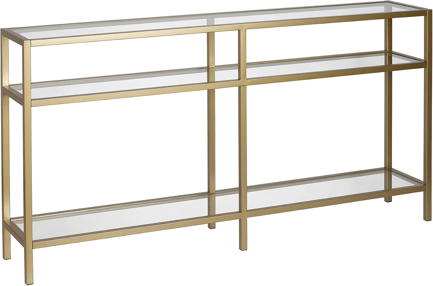 Evelyn&Zoe Sivil 55" Wide Rectangular Console Table, Brass