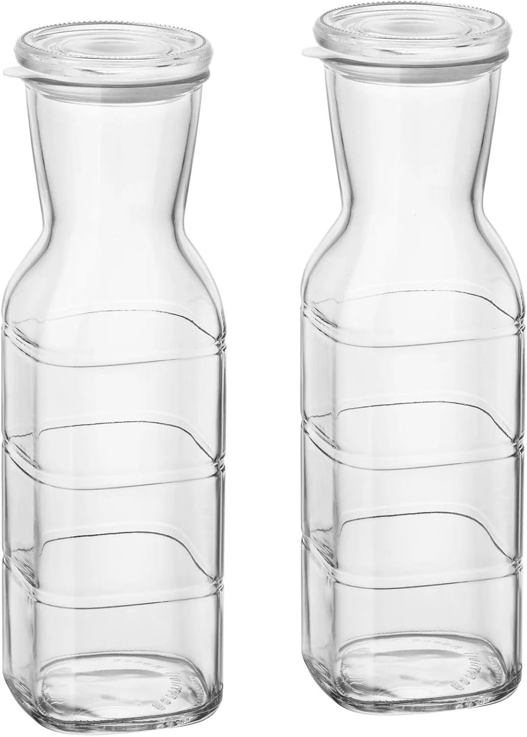 Bormioli Rocco Set of 2 Frigoverre Future 33.75 Oz. All Glass Pitcher With Airtight Lid, Made From Durable Glass, Dishwasher Safe, Made In Italy.