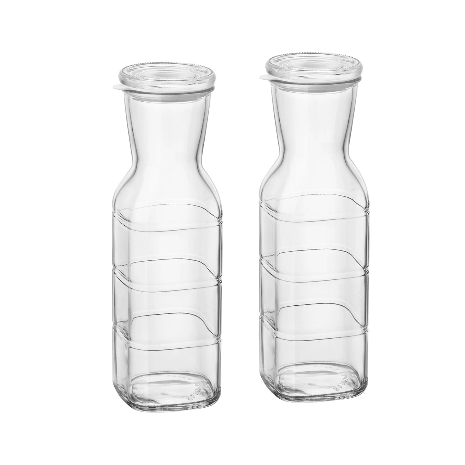 Bormioli Rocco Set of 2 Frigoverre Future 33.75 Oz. All Glass Pitcher With Airtight Lid, Made From Durable Glass, Dishwasher Safe, Made In Italy.