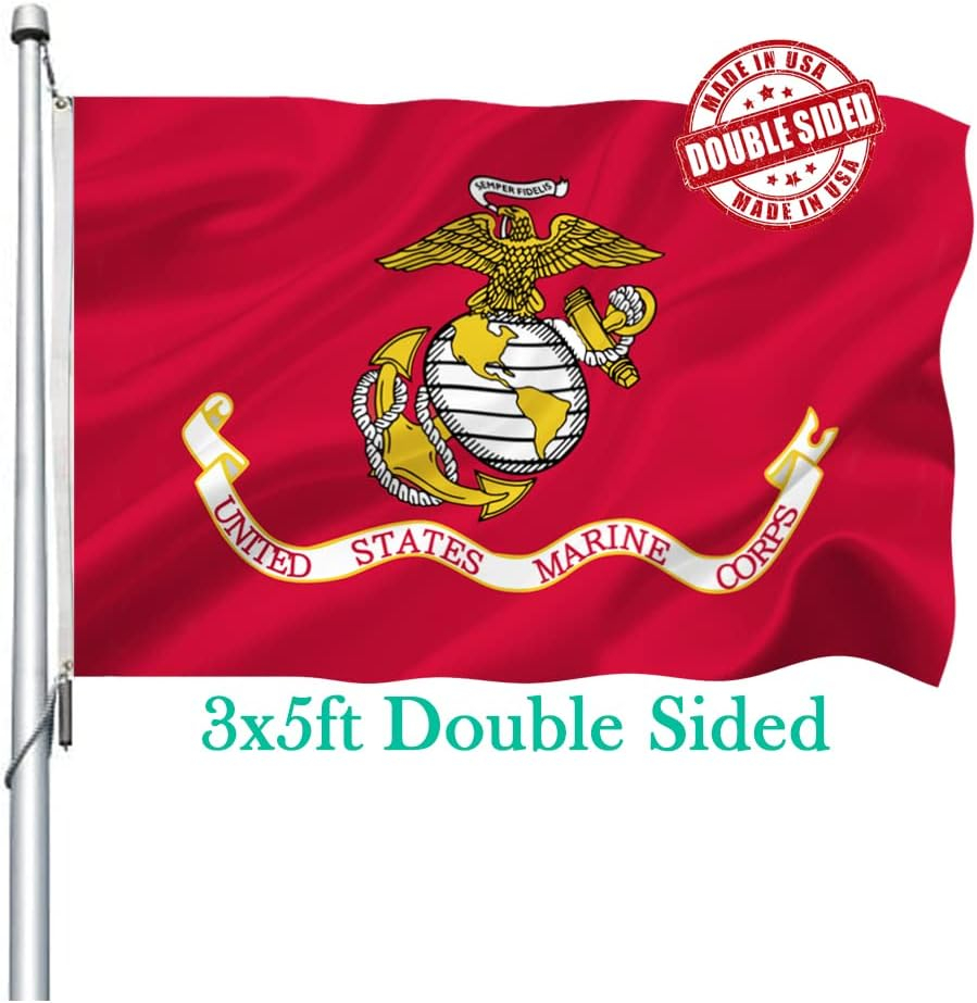 US Marine Corps Red Heavy Duty Polyester Flag 3x5 with Brass Grommets