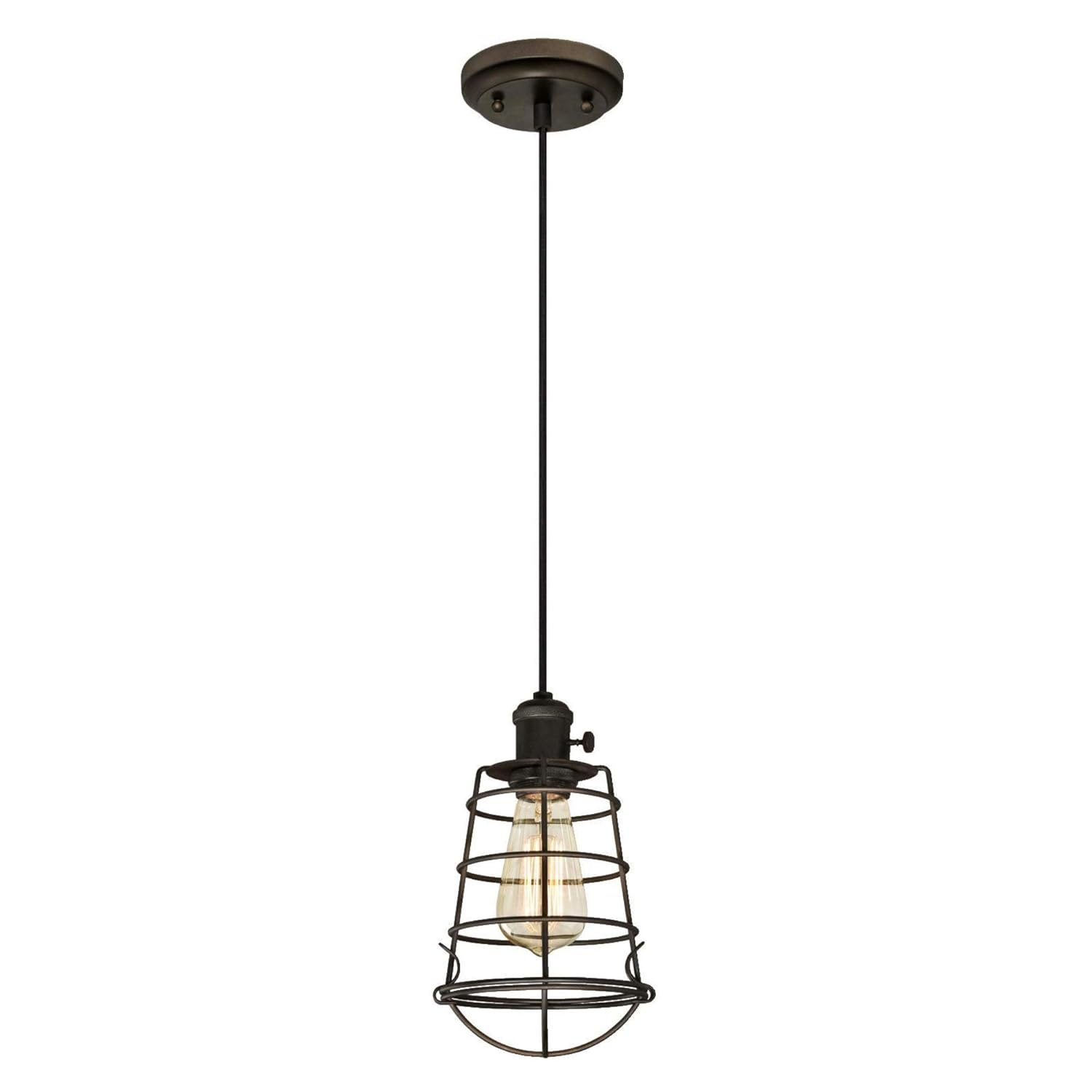 Westinghouse Nolan Mini Pendant with Turn Knob Oil Rubbed Bronze Finish Cage Shade