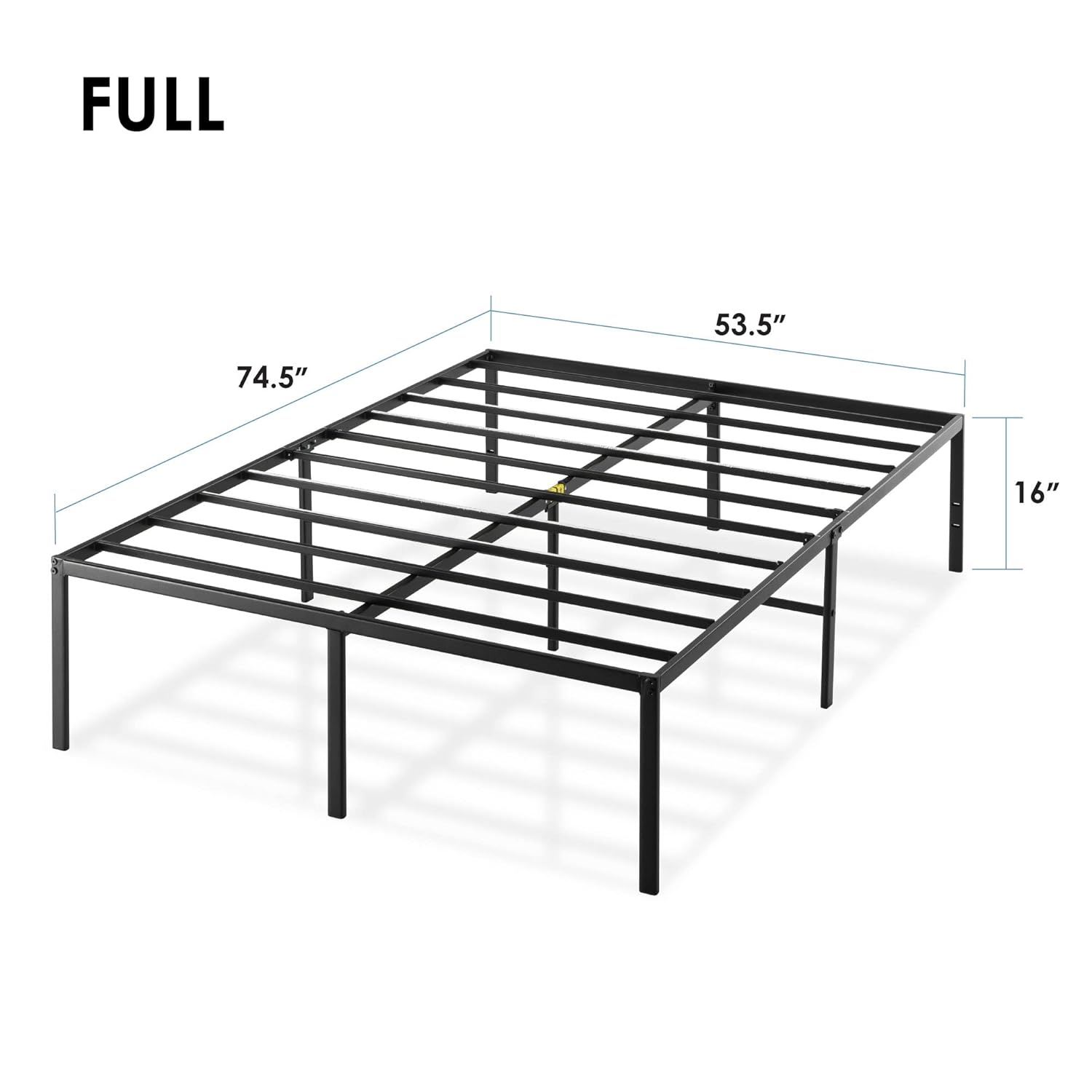 Best Price Mattress 16 Inch Metal Platform Bed Frame, Heavy Duty Steel Slats, Black, Full (SPSC-16BK-F)