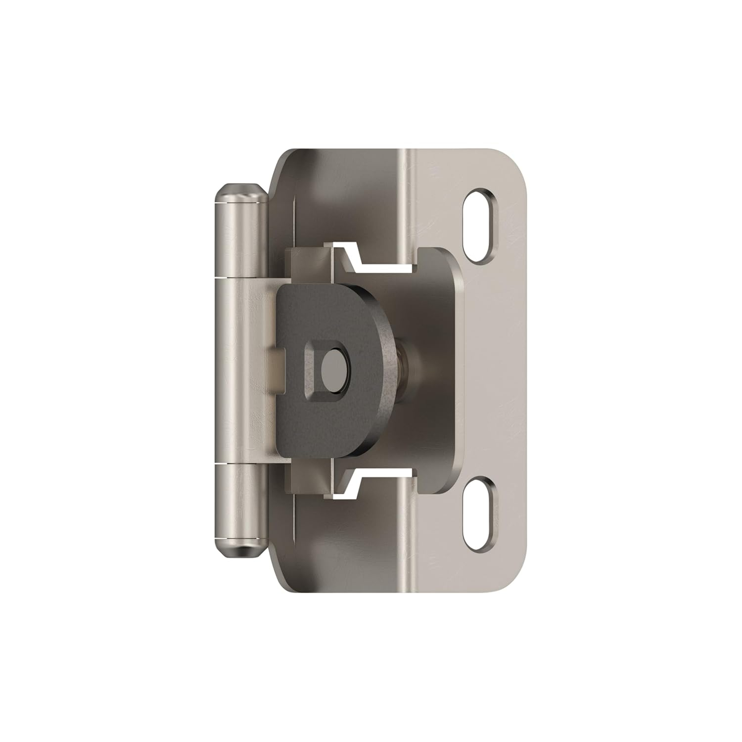 Amerock | Single Demountable Cabinet Hinge | 1/2 inch (12.7 mm) Overlay Hinge | Satin Nickel | 2 Count (pack of 1) | Self-Closing Hinge | Cabinet Door Hinge