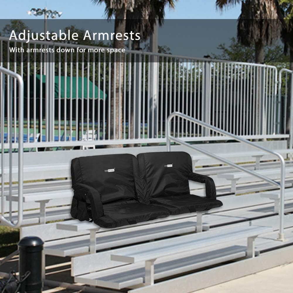 SPECSTAR Foldable Stadium Seat Chair for Bleachers with Padded Back Support and Armrests 2 pack