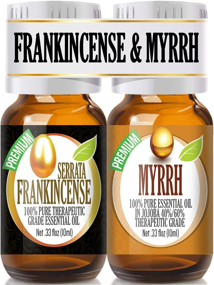 Frankincense and Myrrh Essential Oil Combo Pack 100 Pure, Best Therapeutic Grade Essential Oil - 2/10ml