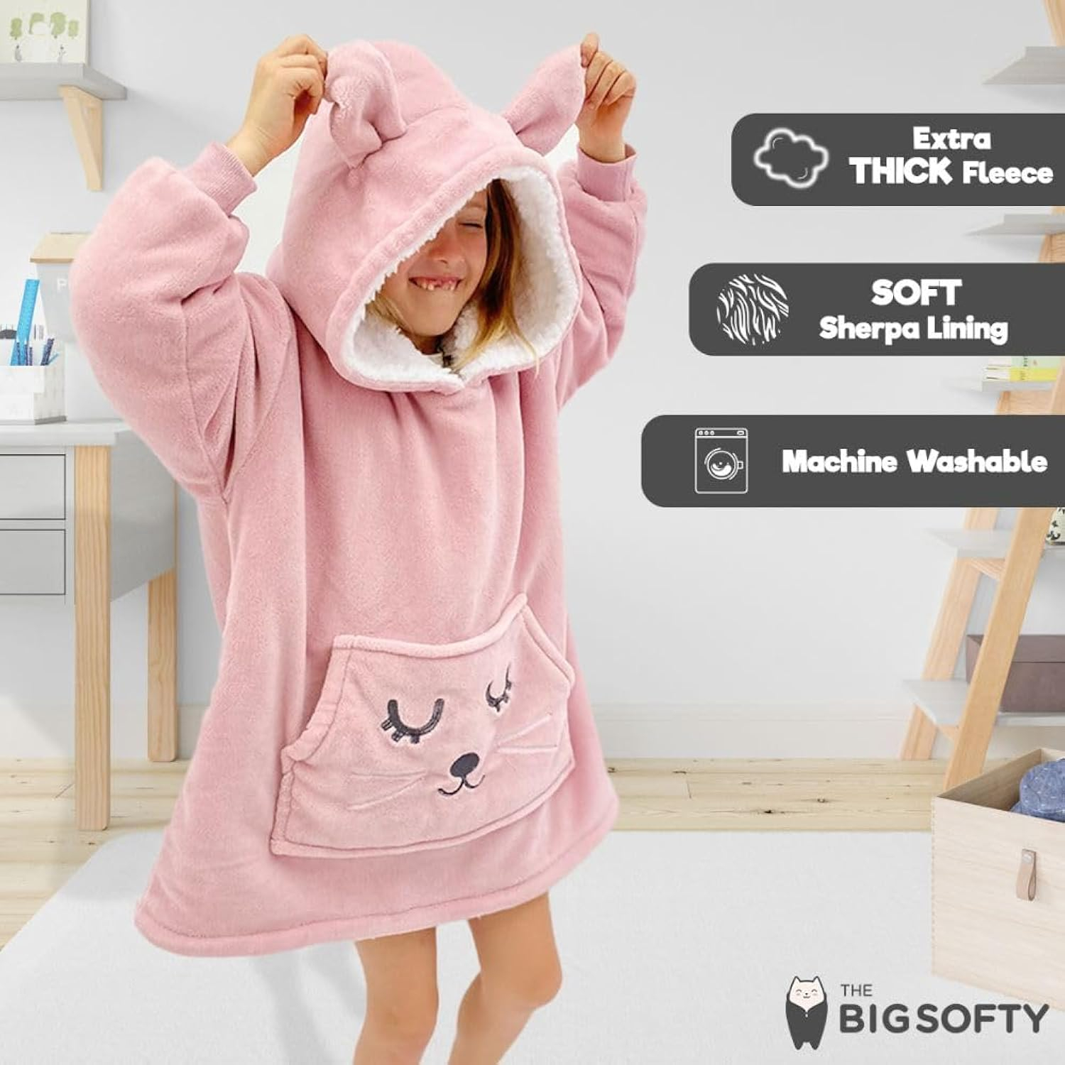 Wearable Animal Blanket Hoodie for Kids 3-10yr, Comfy Hooded Blanket for Girls and Boys, Toddler