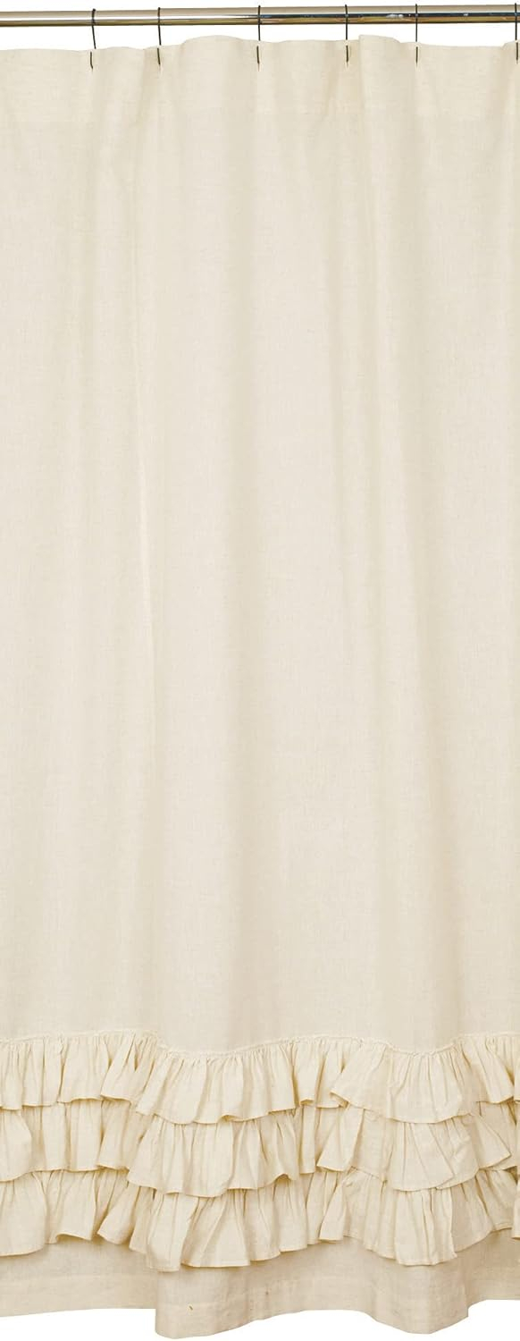 Flax Ruffled Shower Curtain By the Country House Collection, 72" X 72"