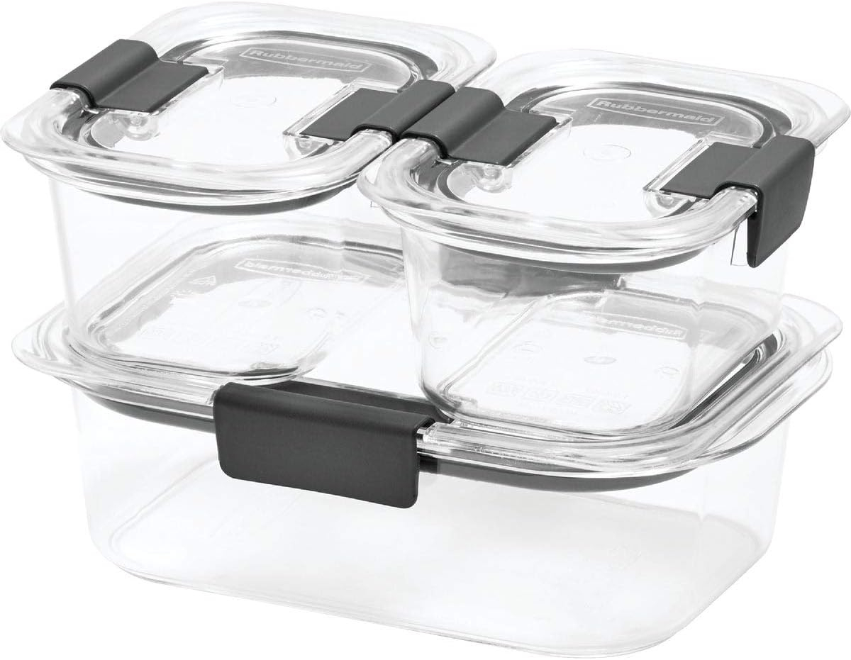 Rubbermaid® Brilliance® Leak-Proof Food Storage Containers with Airtight Lids, Set of 3 (6 Pieces Total) | BPA-Free & Stain Resistant