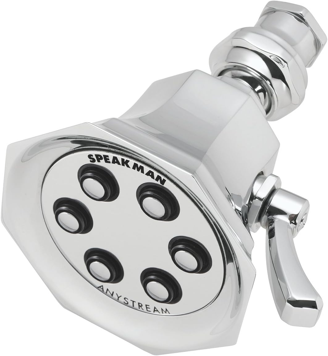 Speakman S-2255-E2 Vintage Anystream Adjustable 2.0 GPM Solid Brass Shower Head, Polished Chrome