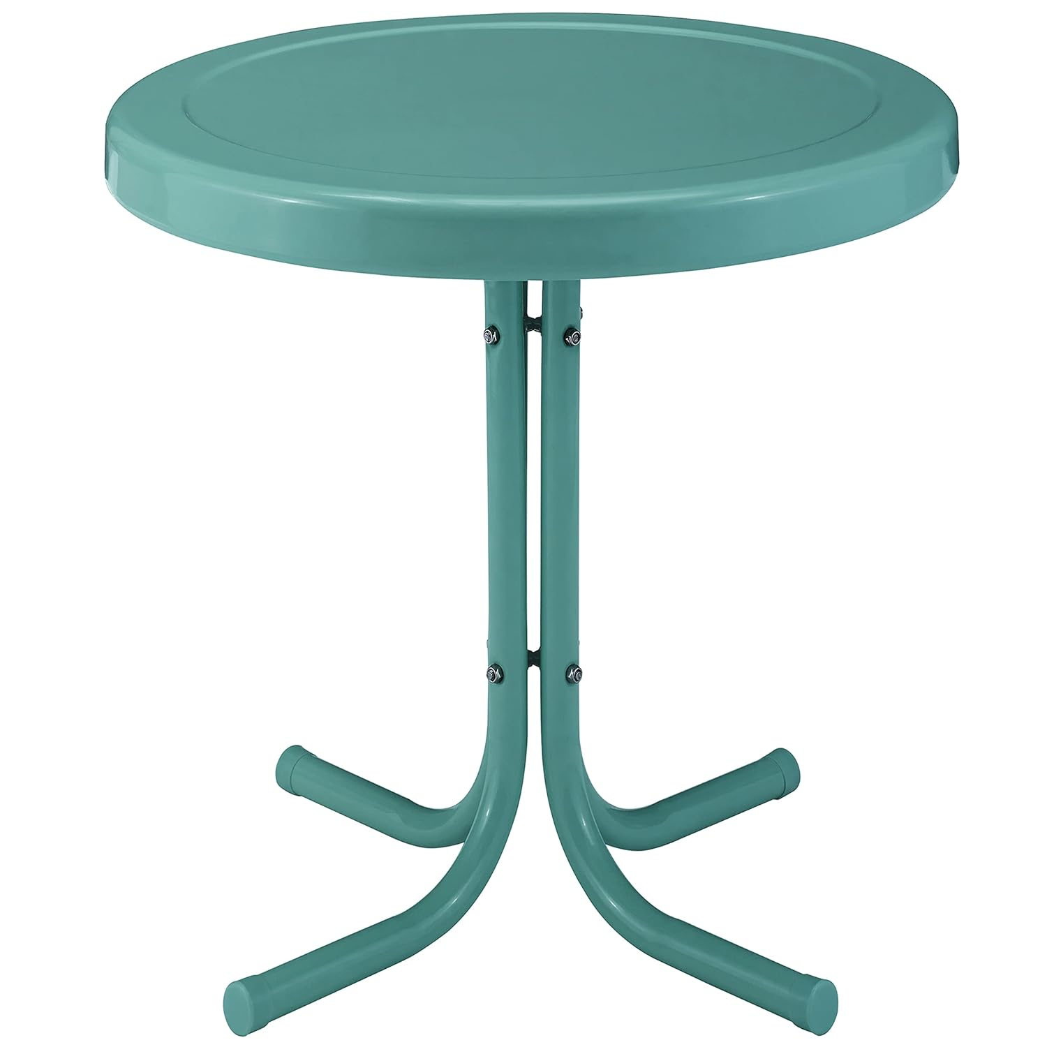Crosley Retro Metal Patio Side Table Pastel Blue Satin: Vintage Style, Round, Weather-Resistant