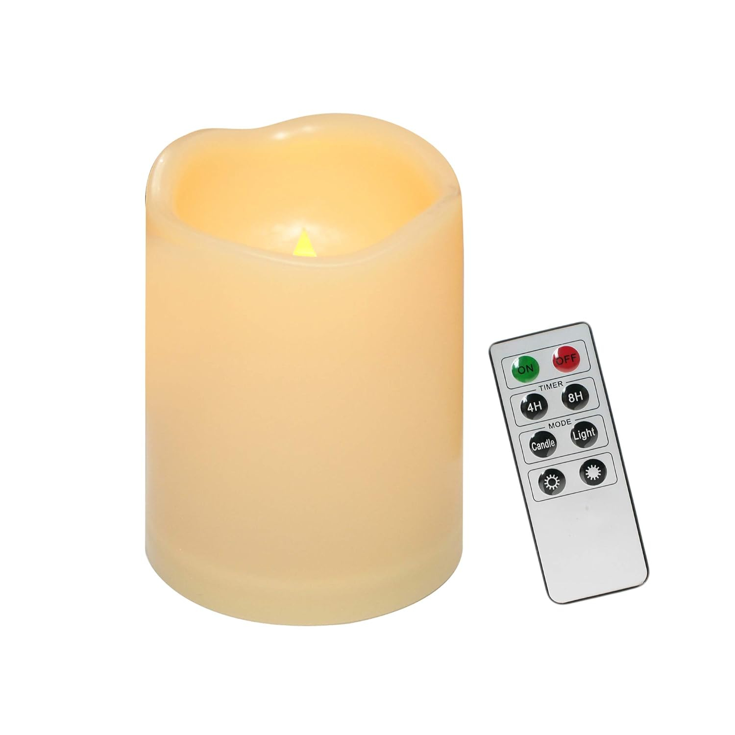 Outdoor Waterproof Flameless LED Pillar Candle with Remote and Timer Battery Operated Plastic Flickering Decorative Candle Light for Halloween Christmas Wedding Party Event Dcor Supplies 3"x 4"
