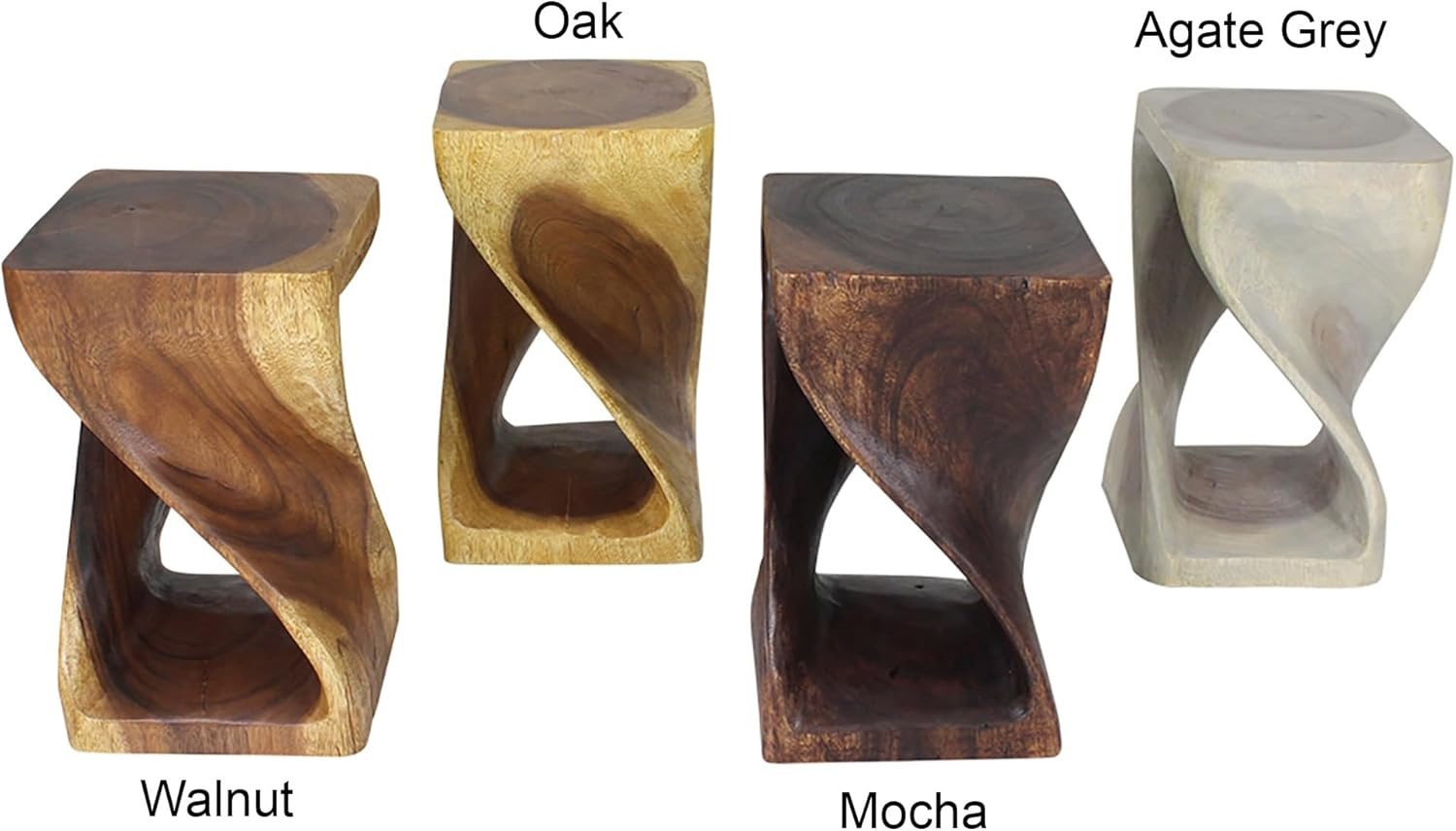 Haussmann® Original Wood Twist Stool 12 X 12 X 20 in High Mocha Oil