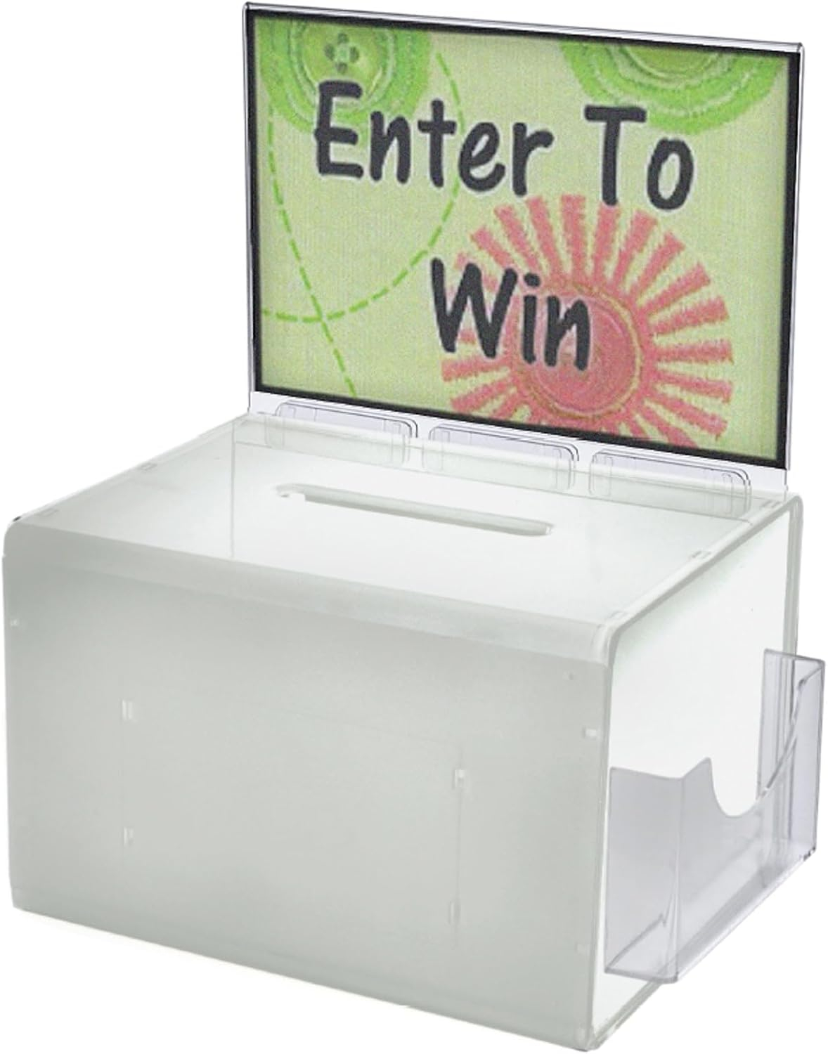 Azar Displays 206390 White Extra Large Lottery Box with Pocket, Lock and Keys