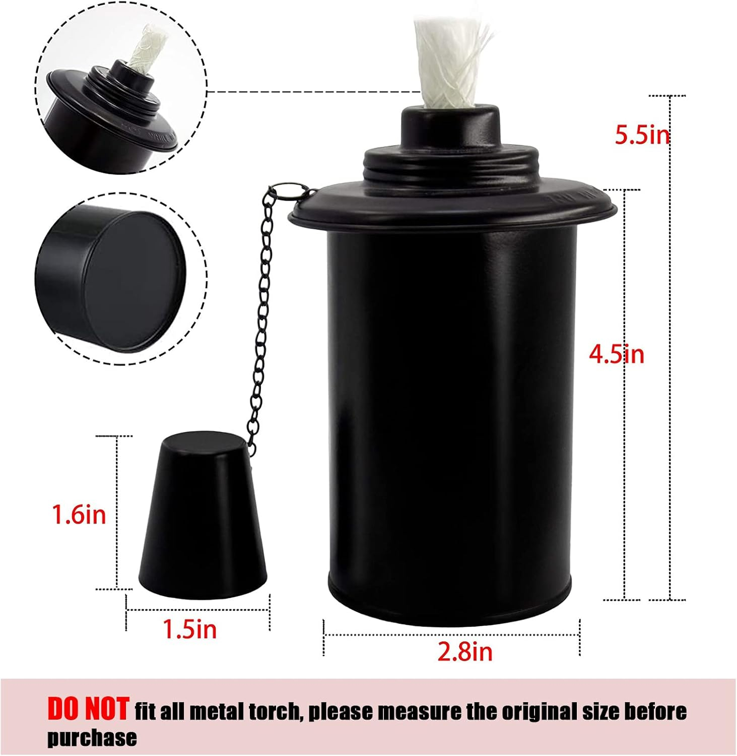 Nonley Outdoor Torch Canisters, Torch Replacement Canister 12 oz, Citronella Fuel Bamboo Torch Refill Canister with Wicks and Covers, Patio Metal Torch for Luau Party, DIY Garden Decor (4 Pack) 4 Pack