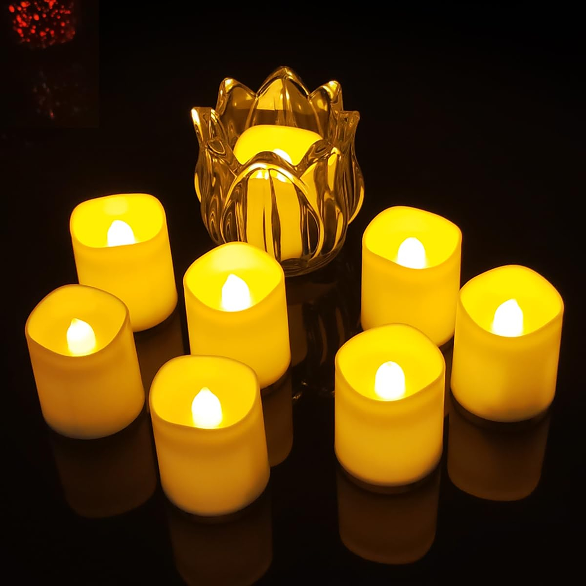 12 Pcs Flameless LED Tea Light Candles Warm Yellow Flickering Bright Tealights Electric