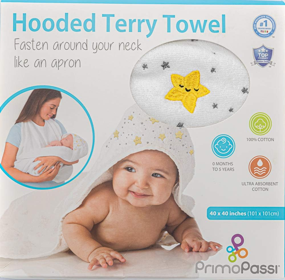 Primo Passi Terry Hooded Towel With Apron - White | Hooded Towels | Baby Towels