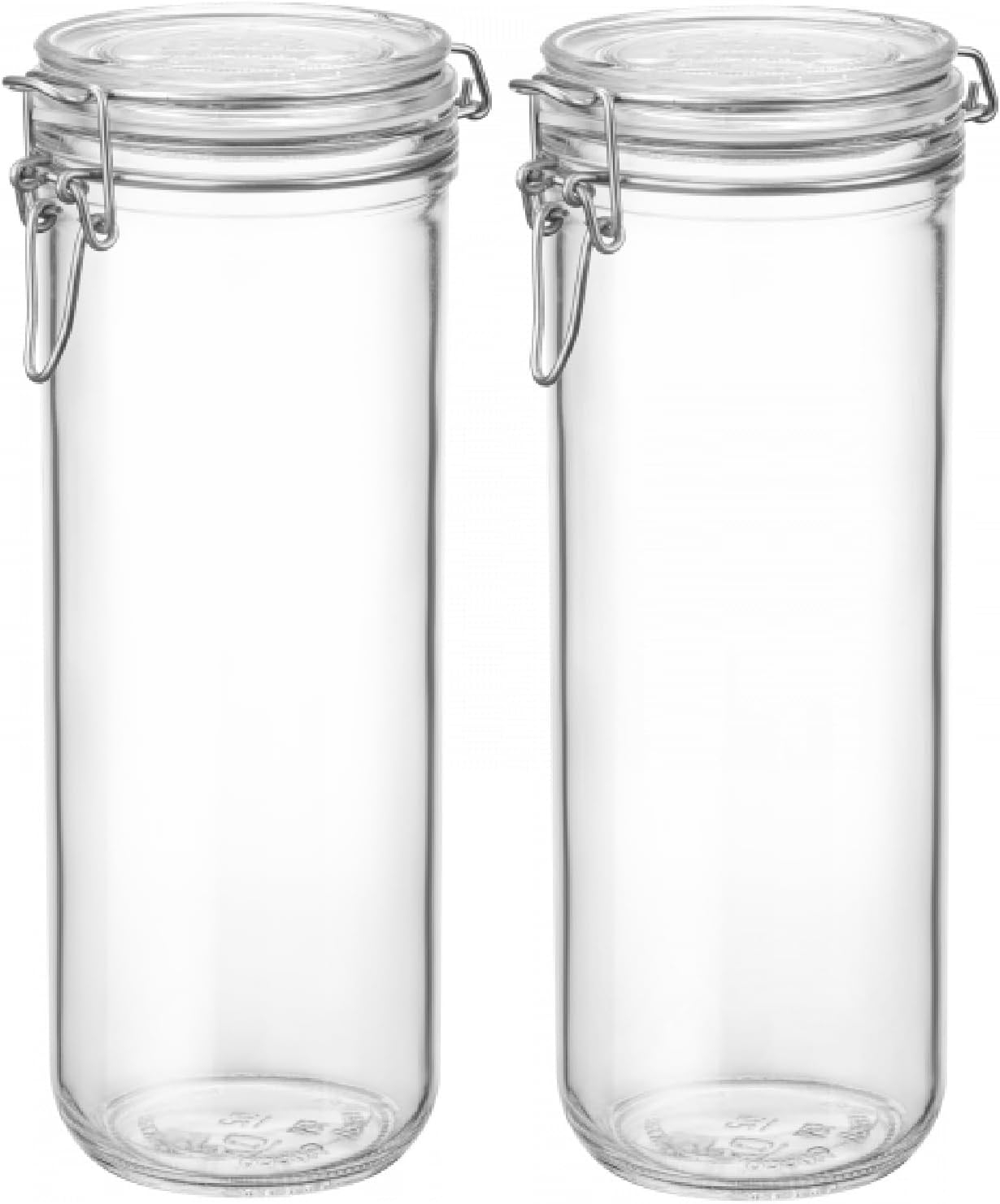 Bormioli Rocco Fido Cylinder 50.75 oz Airtight Jar (Set of 2) - BPA-Free Glass Ingredient Container - Ideal for Canning, Fermentation, Pantry Organization, Kitchen Storage - Dishwasher & Food Safe