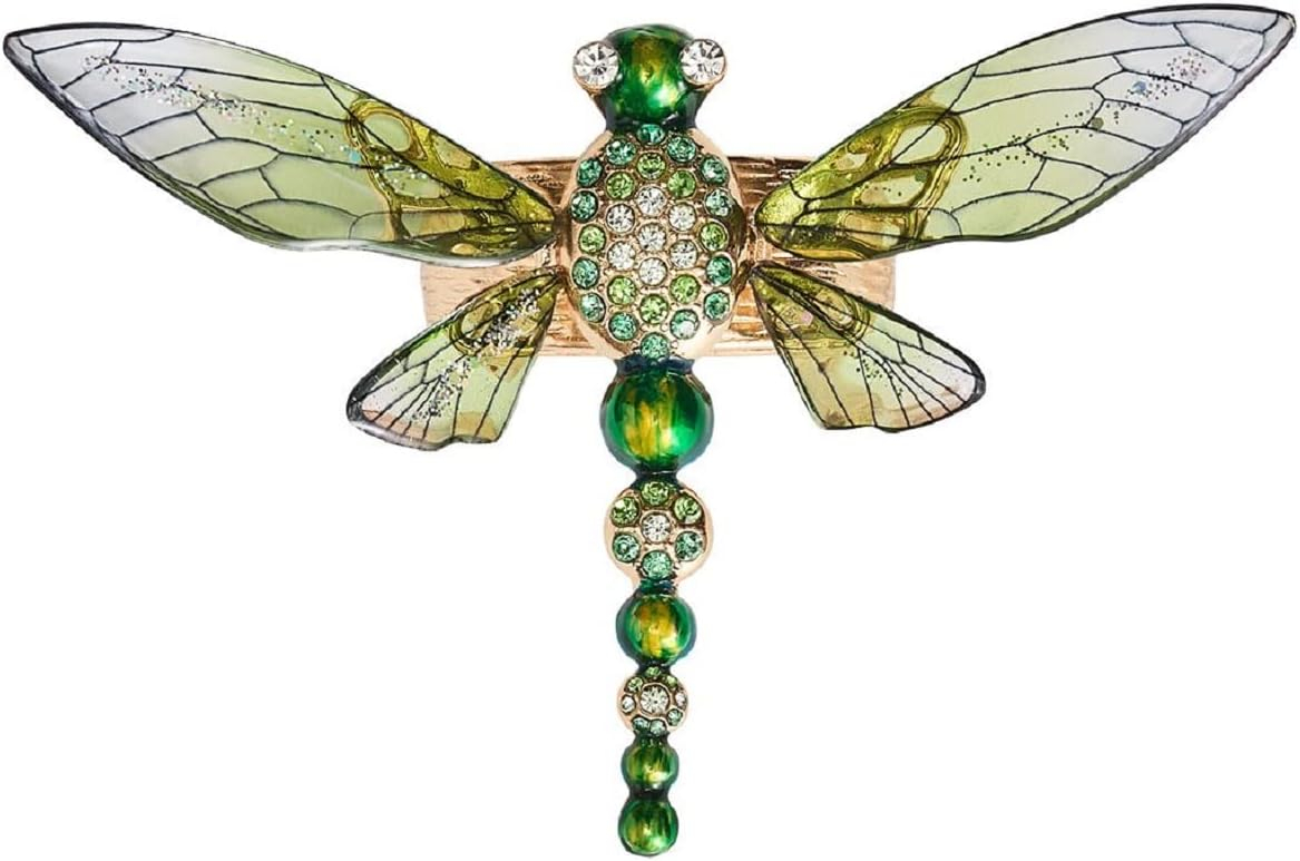 Green Dragonfly Napkin Rings with Rhinestones, Set of 4