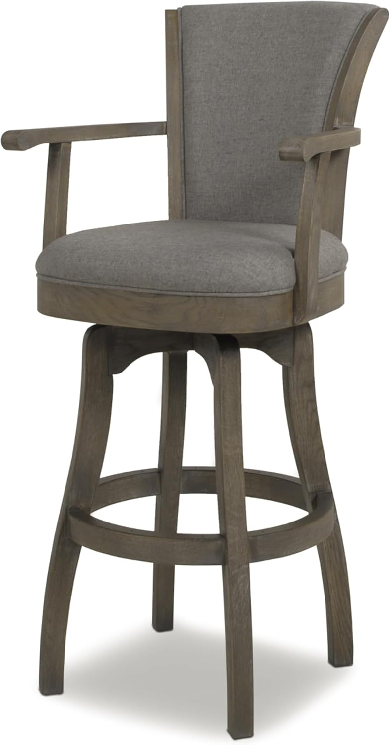 Jennifer Taylor Home Williams 31" Swivel Bar Stool with Armrests Heathered Grey